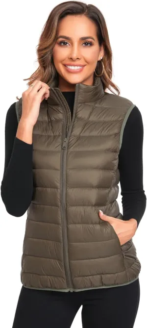 Obosoyo Women's Ultra Light Long Down Vest Winter Packable Down Jacket Lightweight Outdoor Puffer Vest Coat