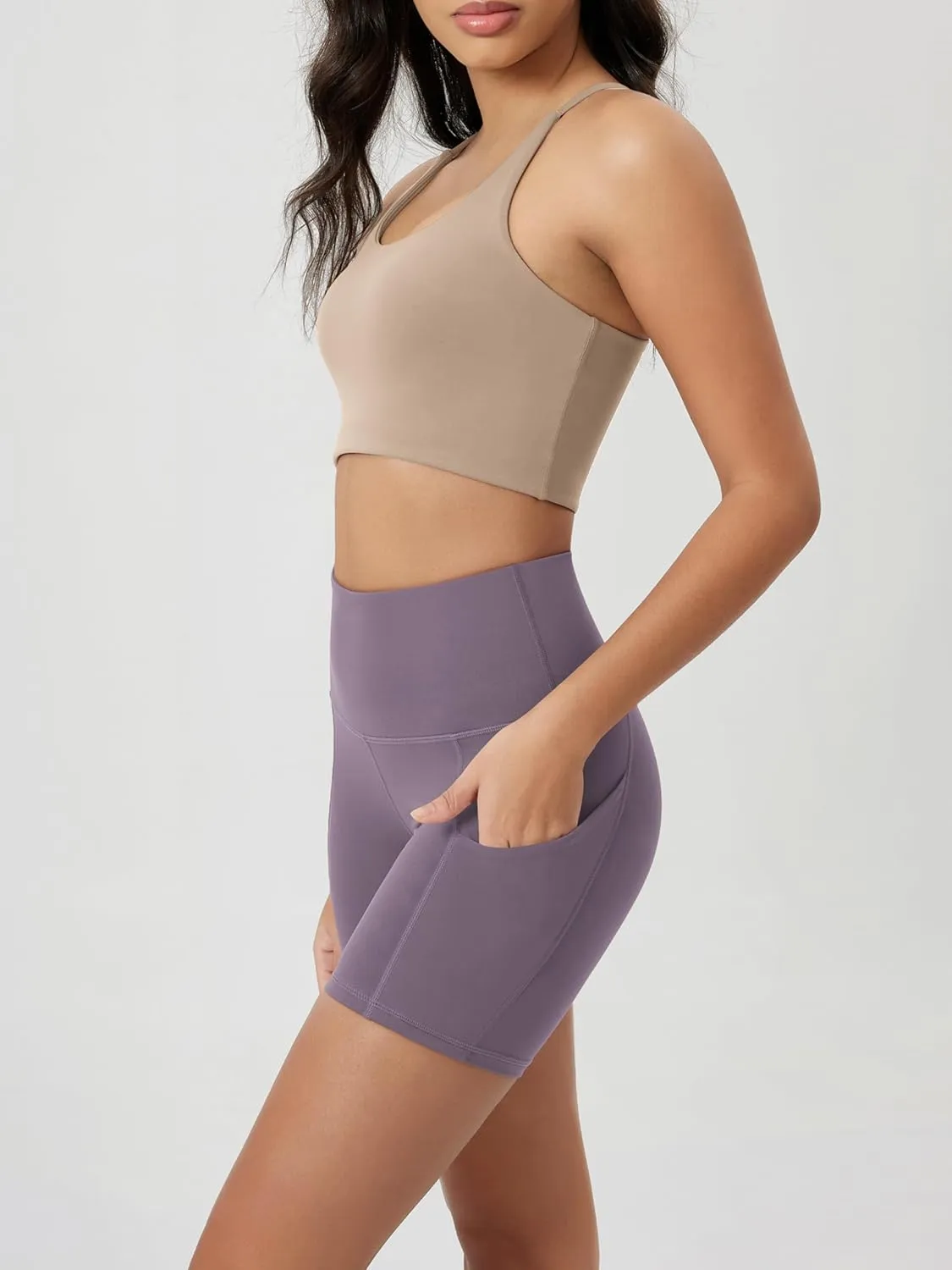 ODODOS Women's Tummy Control Biker Shorts 2.0 with Pockets High Waist Athletic Workout Yoga Shorts-5" / 8" / 10" Inseam