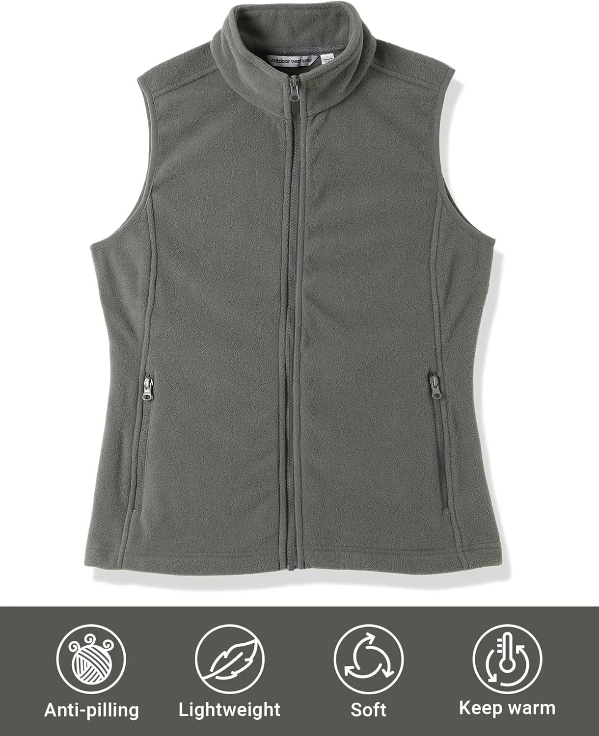 Outdoor Ventures Women's Polar Fleece Zip Vest Outerwear with Pockets,Warm Sleeveless Coat Vest for Fall & Winter