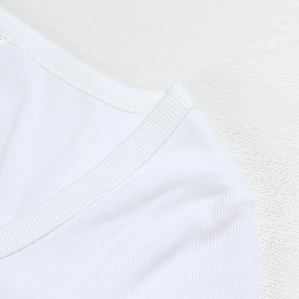 PALINDA Women's Short Sleeves Ribbed Fitted Shirt Basic V Neck Slim T Shirt Tops