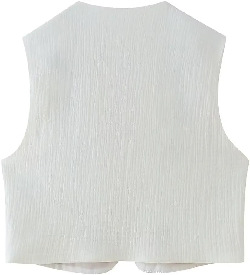 PAODIKUAI Women's Vintage Floral Embroidered Vest Boho Casual Open Front Y2k Sleeveless Cardigan Waistcoat