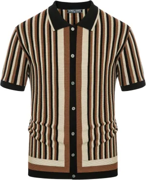 PJ PAUL JONES Men's Polo Shirts Retro Knit Shirt Vintage Striped Shirt