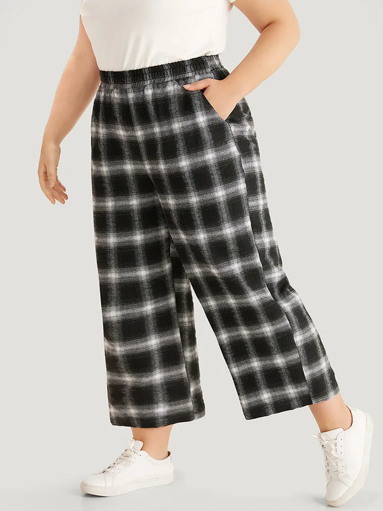 Plaid Elastic Waist Pocket High Rise Sweatpants