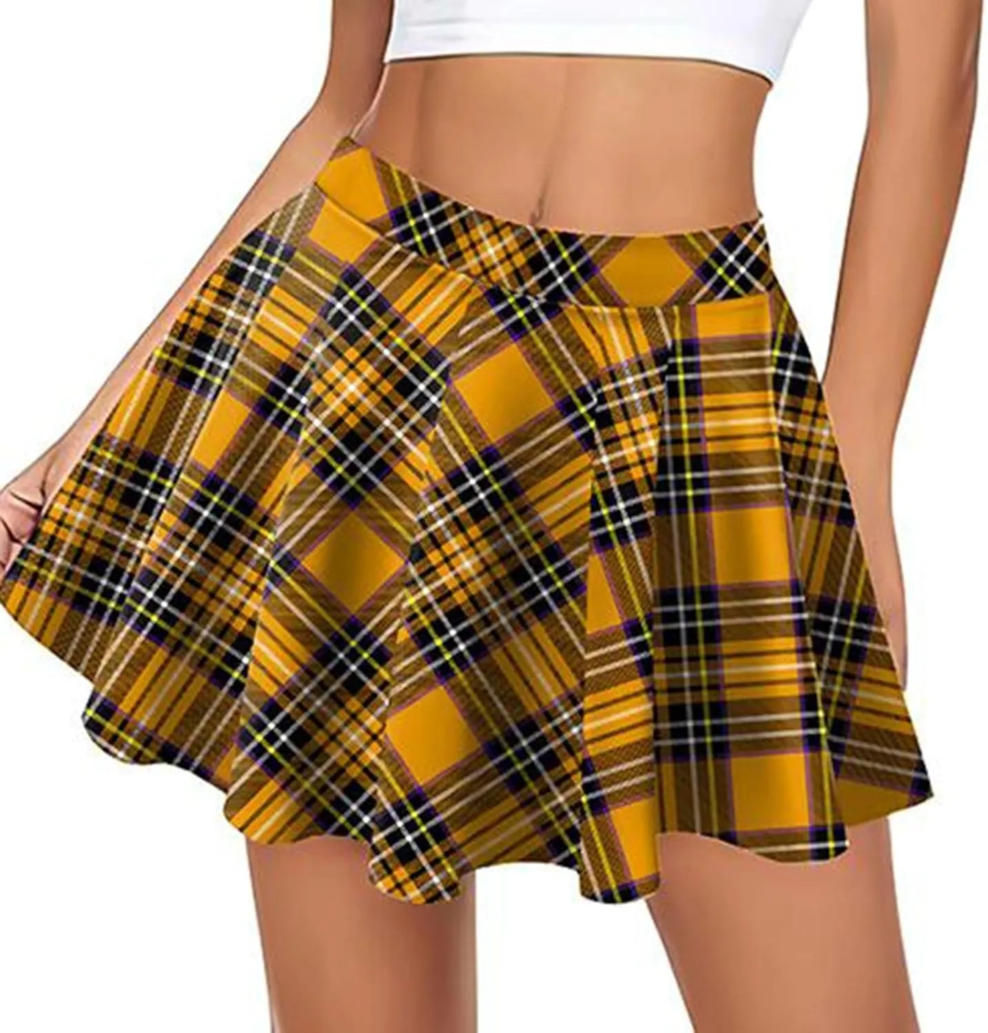 Pleated Mini Skirt for Women Plaid Printed Preppy Short Skirts High Waist A-Line Skater Skirt Fashion Summer Clothes