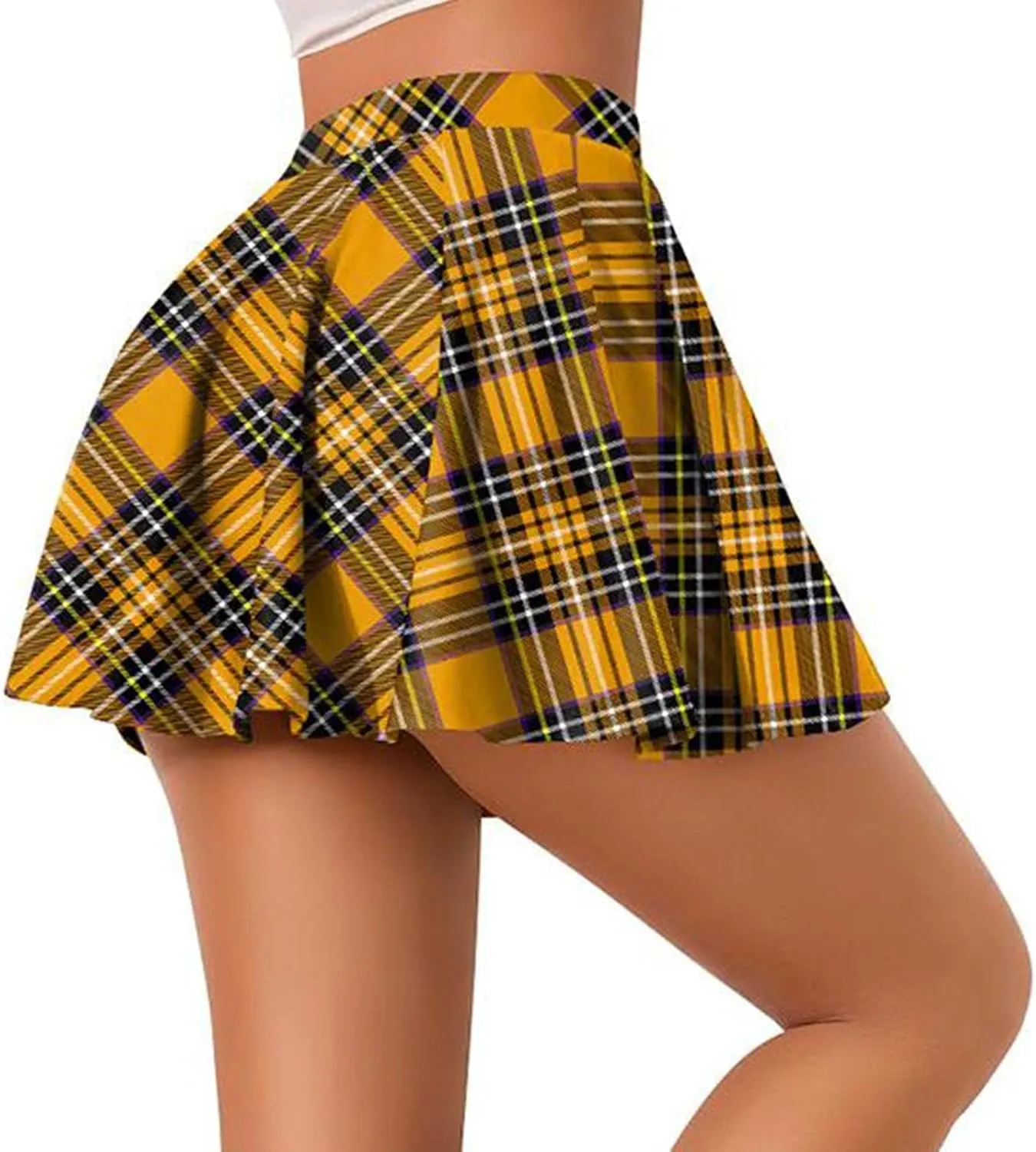 Pleated Mini Skirt for Women Plaid Printed Preppy Short Skirts High Waist A-Line Skater Skirt Fashion Summer Clothes
