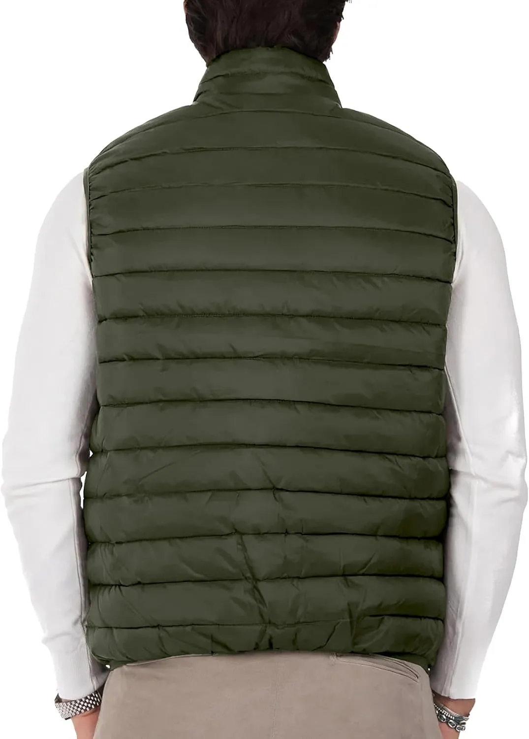Polu Men's Puffer Vest Lightweight Sleeveless Jacket Full Zipper Outerwear Vest Outdoor Down Vest with Pockets
