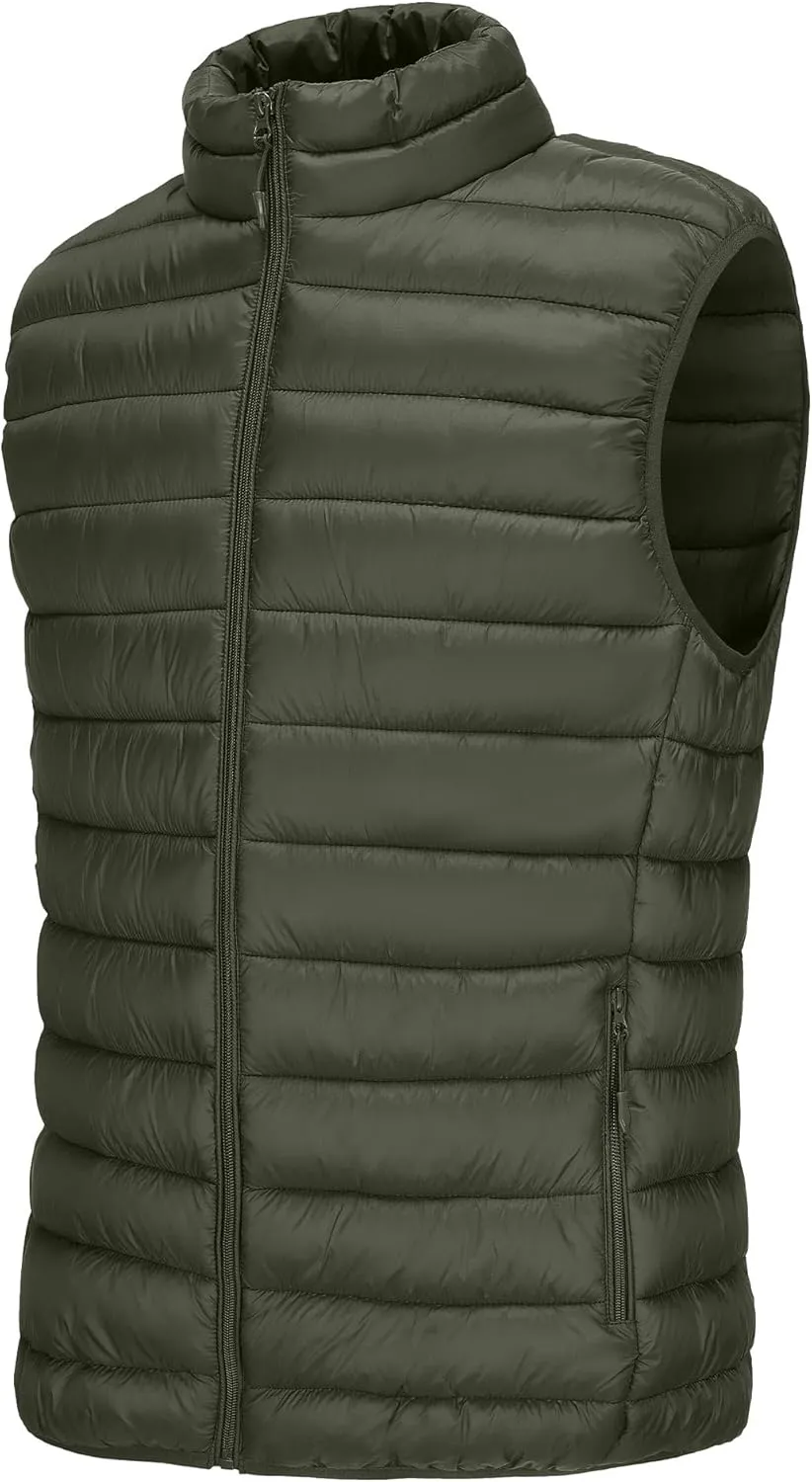 Polu Men's Puffer Vest Lightweight Sleeveless Jacket Full Zipper Outerwear Vest Outdoor Down Vest with Pockets