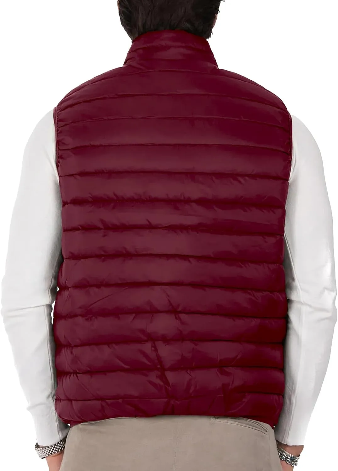 Polu Men's Puffer Vest Lightweight Sleeveless Jacket Full Zipper Outerwear Vest Outdoor Down Vest with Pockets