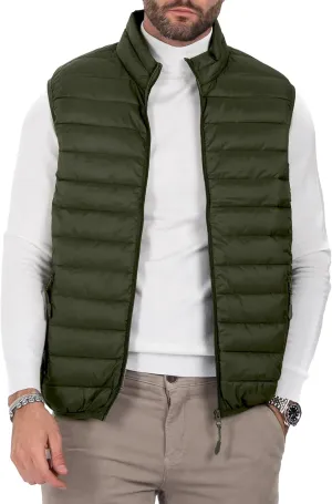 Polu Men's Puffer Vest Lightweight Sleeveless Jacket Full Zipper Outerwear Vest Outdoor Down Vest with Pockets