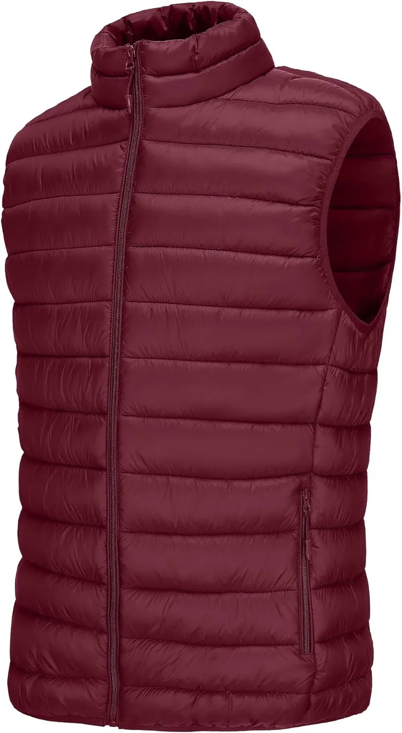 Polu Men's Puffer Vest Lightweight Sleeveless Jacket Full Zipper Outerwear Vest Outdoor Down Vest with Pockets