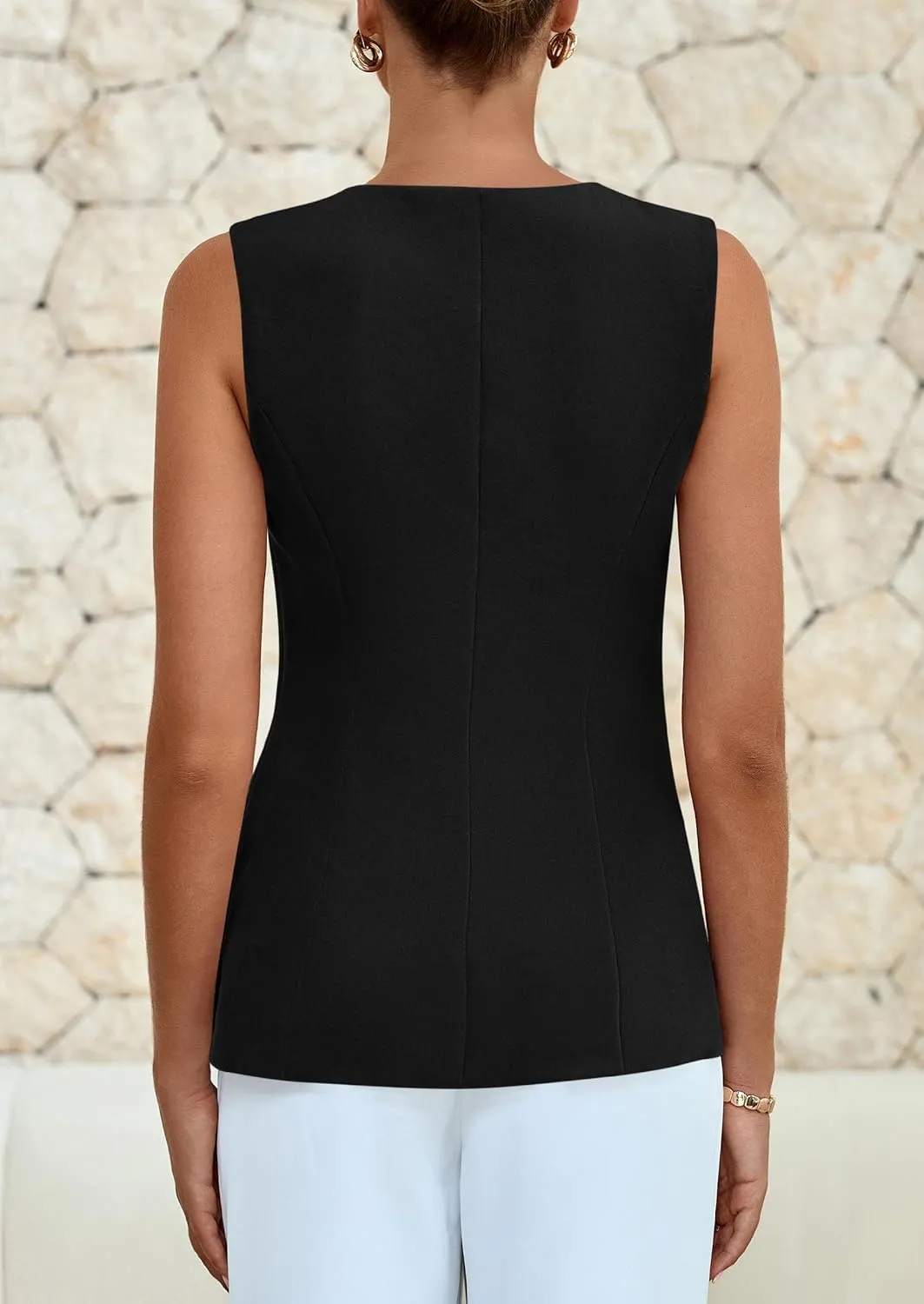 PRETTYGARDEN Women's Sleeveless Blazer Vest Summer 2025 Trendy Button Down Business Suit Vest Tops Outerwear Waistcoat