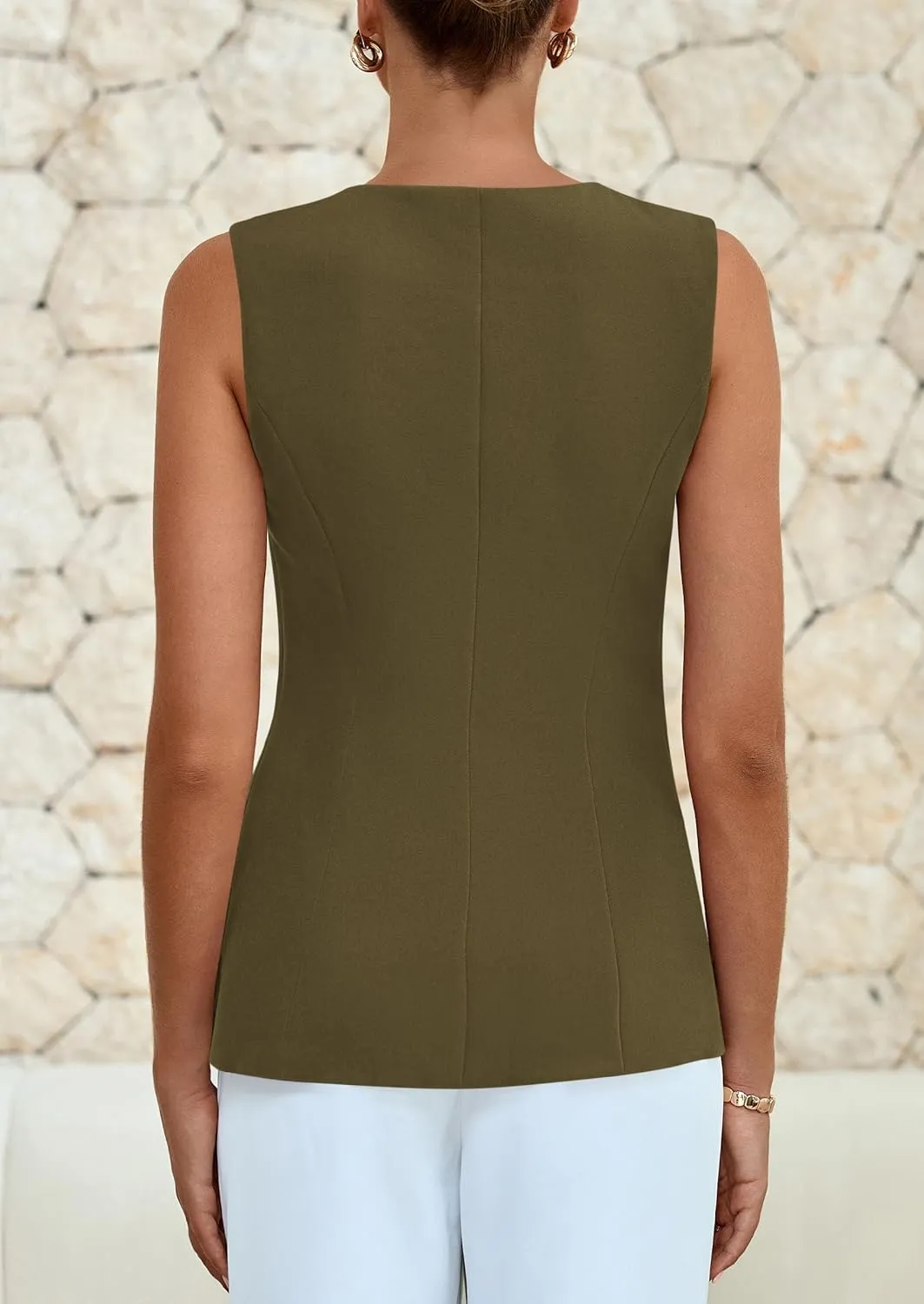 PRETTYGARDEN Women's Sleeveless Blazer Vest Summer 2025 Trendy Button Down Business Suit Vest Tops Outerwear Waistcoat