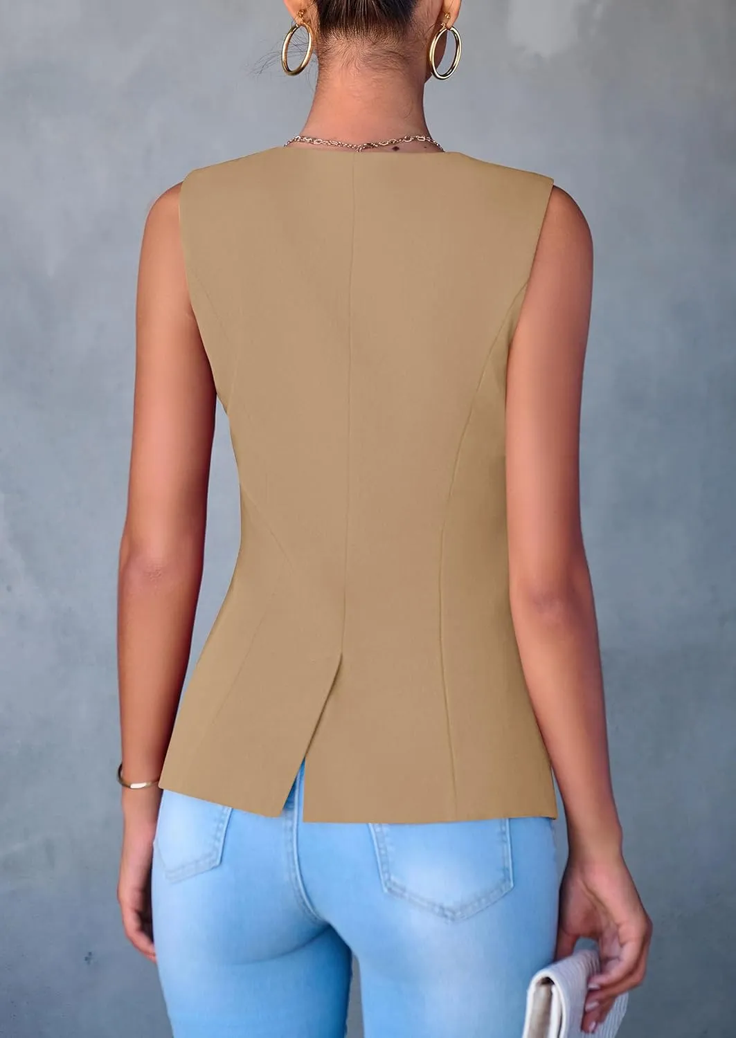 PRETTYGARDEN Women's Suit Vest Tops 2025 Summer Dressy Casual Business Button Sleeveless Trendy Fashion Blazer Waistcoat