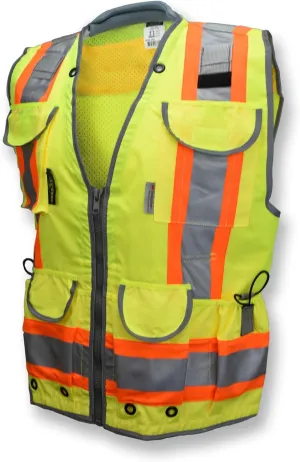 Radians SV55 Class 2 Heavy Woven Two Tone Engineer Vest with Padded Neck to Support Extra Weight in Cargo Pockets