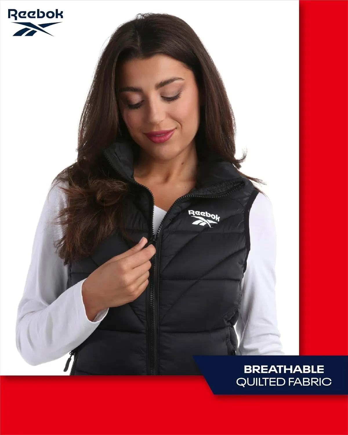 Reebok Women's Puffer Vest - Quilted Insulated Winter Vest, High Collar - Sleeveless Jacket for Women (S-XL)