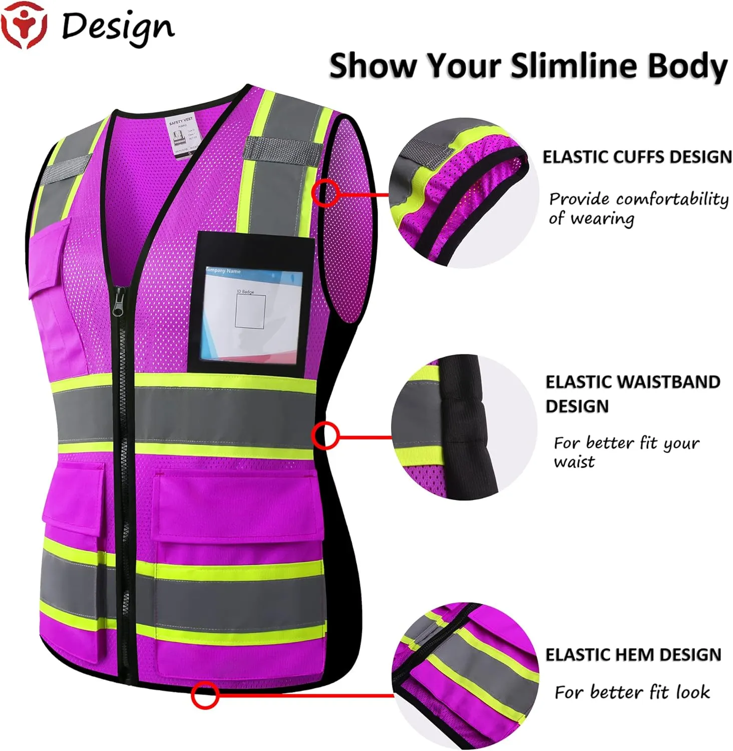 Reflective High Visibility Safety Vest for Men Women with Pockets Zipper Front Meets ANSI/ISEA Standards