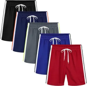 Resinta 5 Pack Toddler Boys Shorts Boys Quick Dry Athletic Pull-On Shorts with Elastic Waist for Summer Playwear
