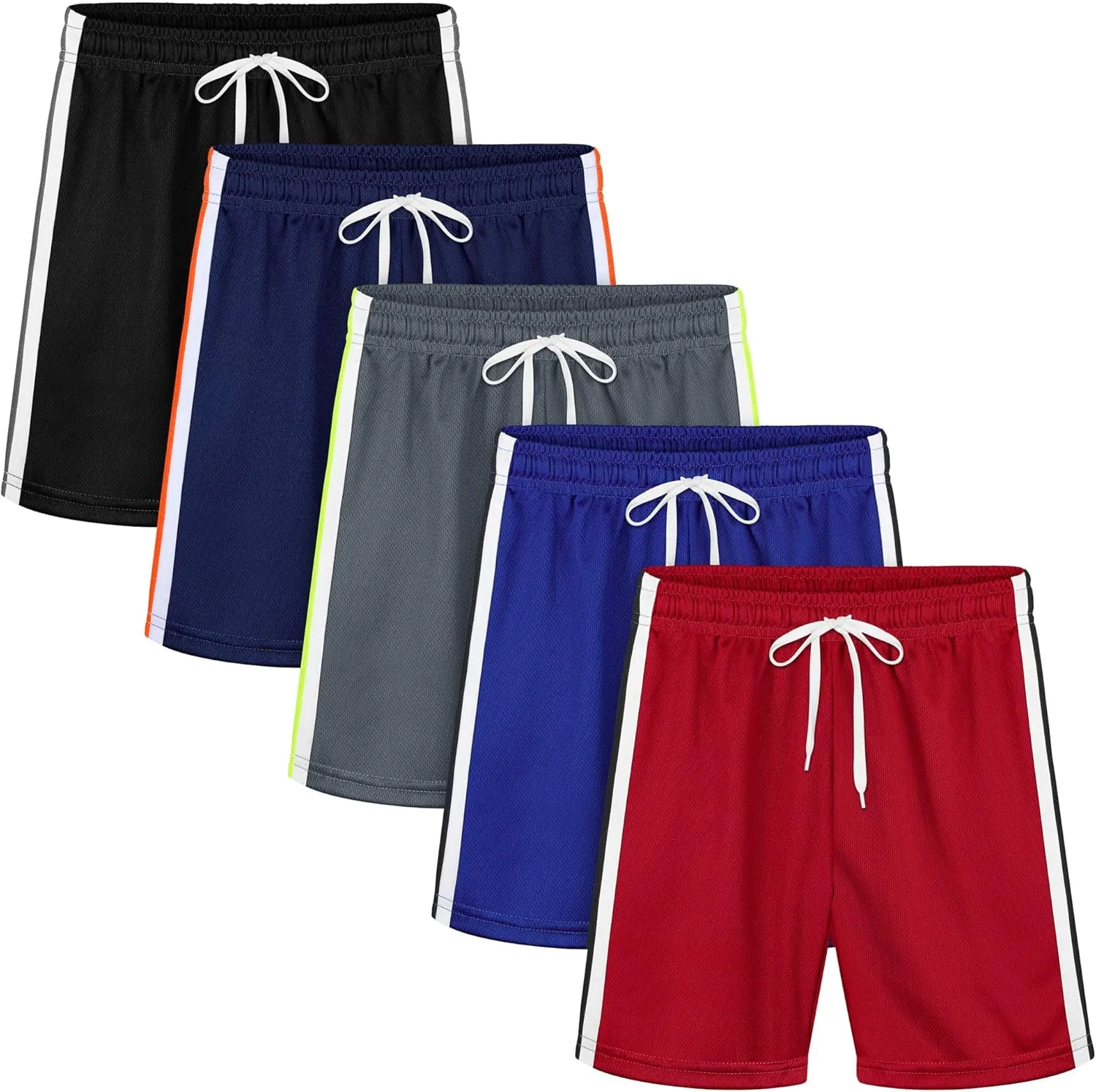 Resinta 5 Pack Toddler Boys Shorts Boys Quick Dry Athletic Pull-On Shorts with Elastic Waist for Summer Playwear