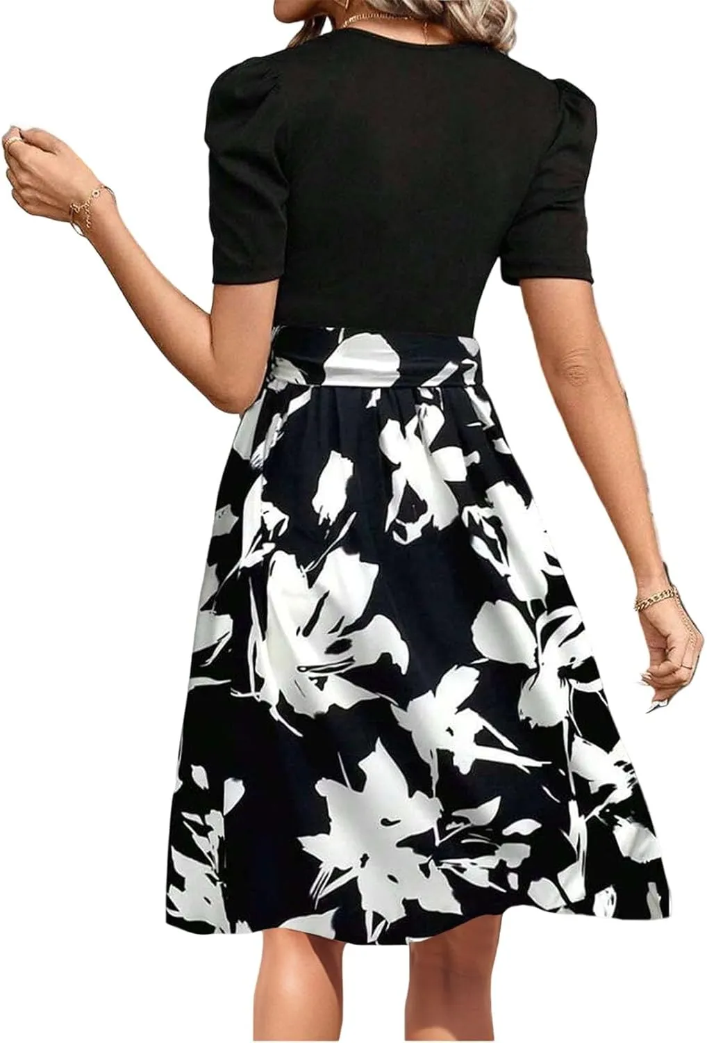 Resort Dresses for Women 2025 Vacation Floral Short Sleeve Wrap Patchwork Dresses Ruffle Hem Flowy a Line Mini Dress