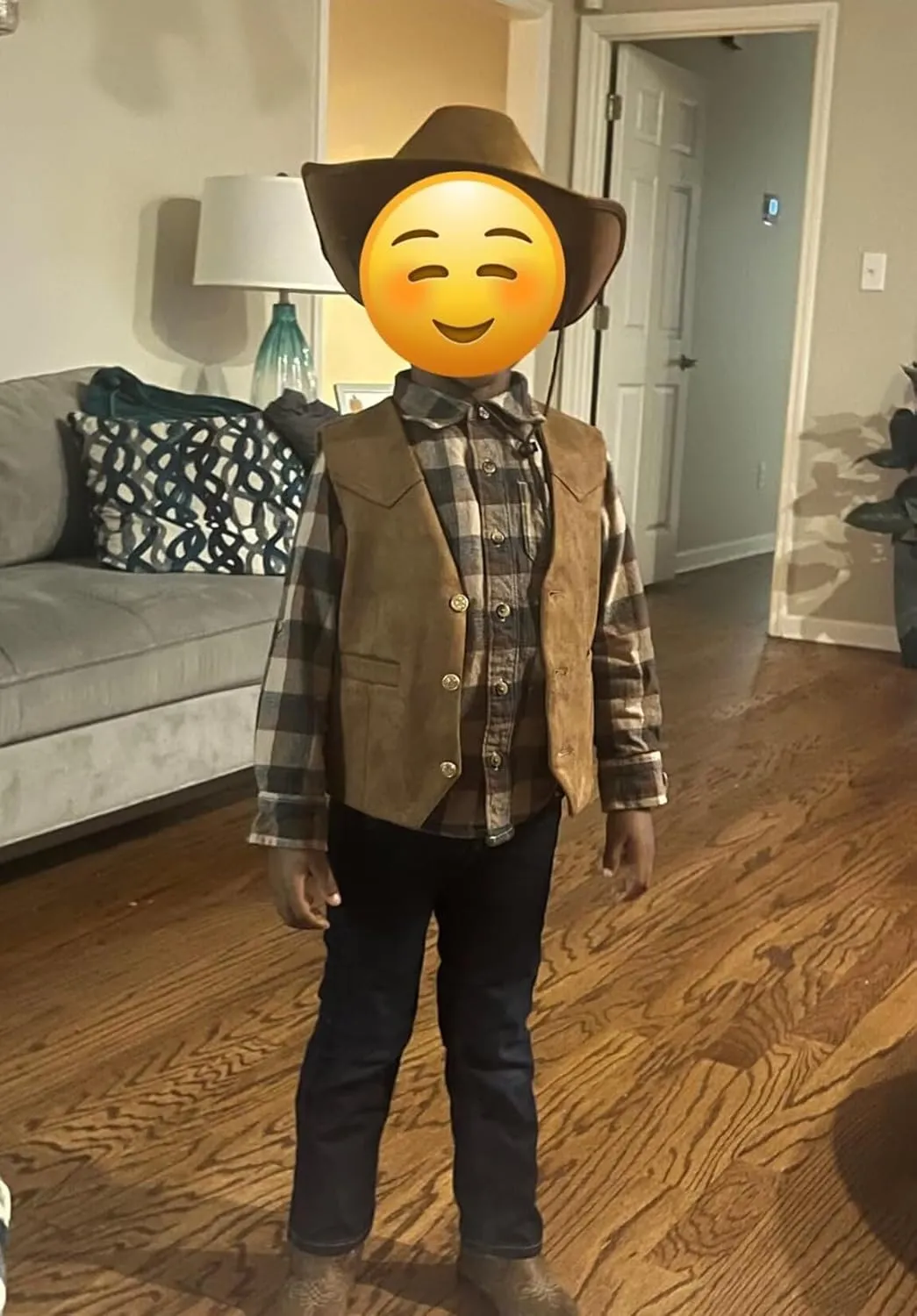 Retro Boys Cowboy Vest Suede Leather Costume Style Western Vest Vintage Waistcoat