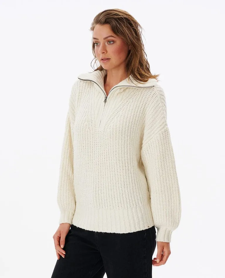 Rip Curl Seeker 1/4Â  Zip Sweater-Bone