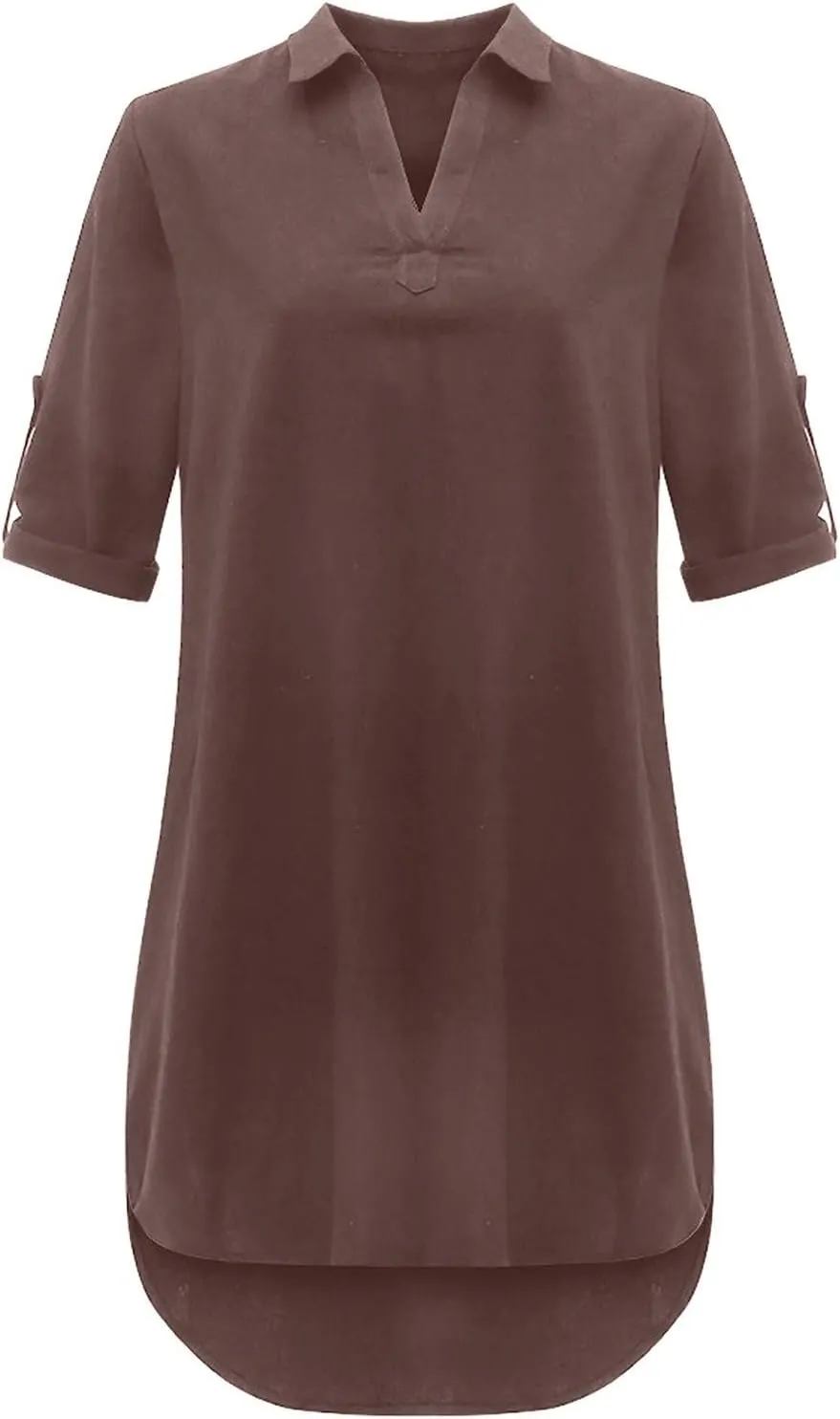 RKSTN Plus Size Dress for Women,Womens Cotton Linen Dresses Turn Down Collar Loose Fit Shirt Dress Oversized T Shirts Dress