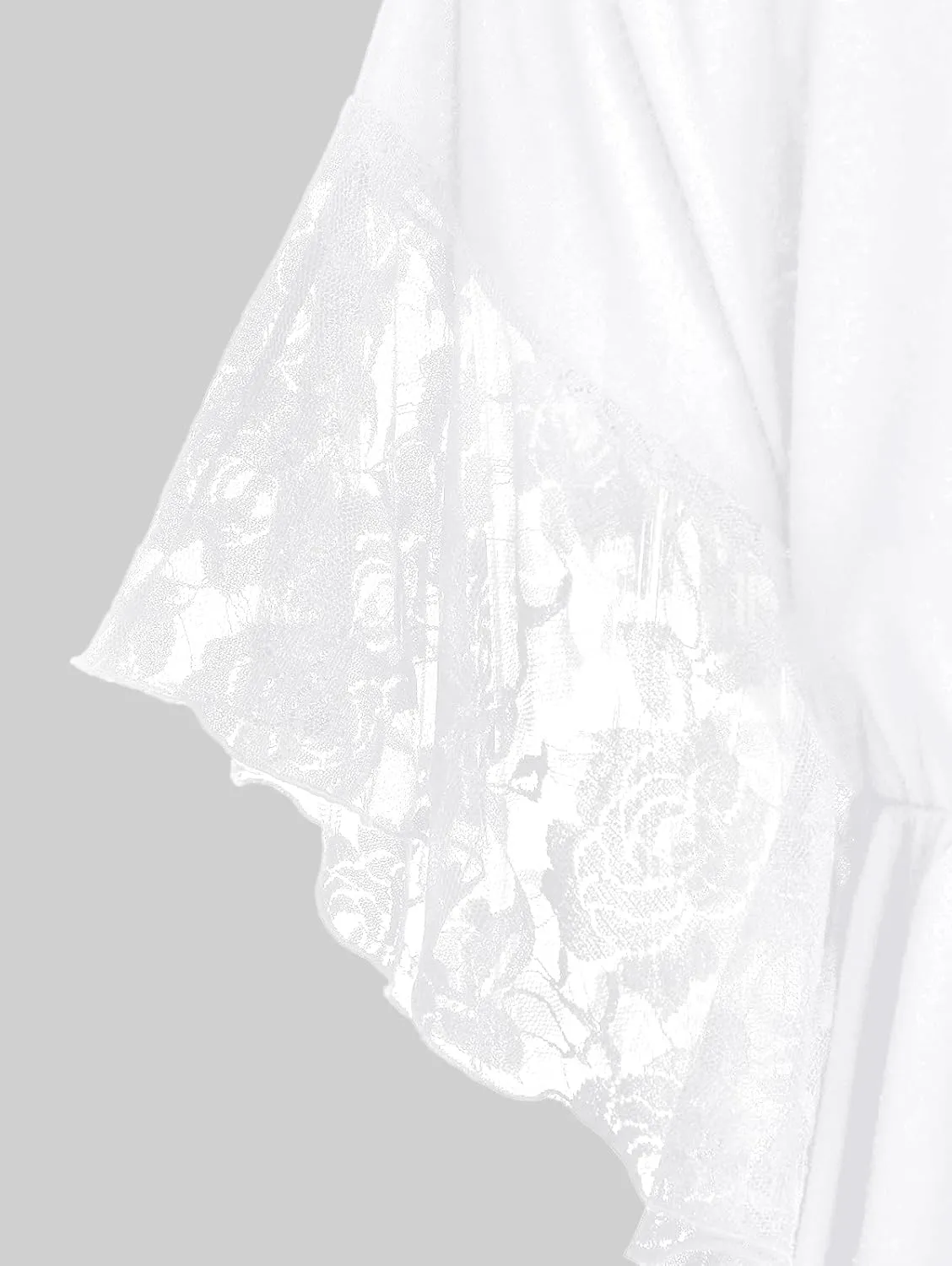 ROSE GAL Women's Plus Size Flower Lace Butterfly Sleeve T Shirt Curve Flower Lace Summer Casual Tunic