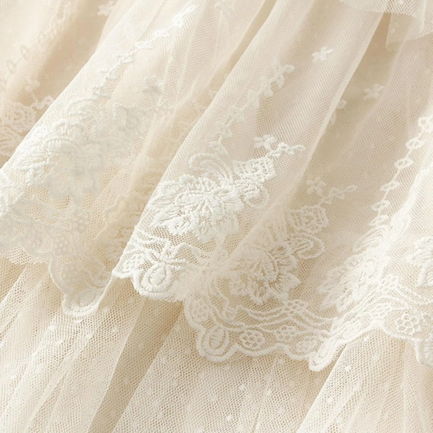 Rvidbe Lace Maxi Skirts for Women Summer Casual Elastic Waist A-Line Pleated Layered Long Skirt Flowy Tiered Tulle Skirts