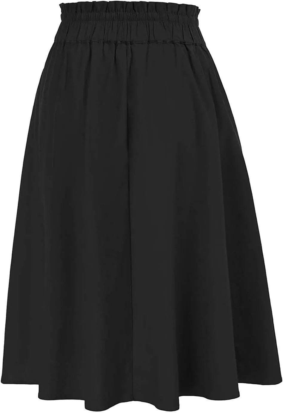 Rvidbe Women's Drawstring High Waisted Midi Skirts with Pockets Summer Casual Flowy Pleated A-Line Flared Cotton Skirts