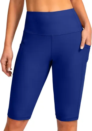 SANTINY Women's 8''/12'' High Waisted Swim Shorts with Pockets UPF50  Long Board Swimming Shorts for Women with Liner