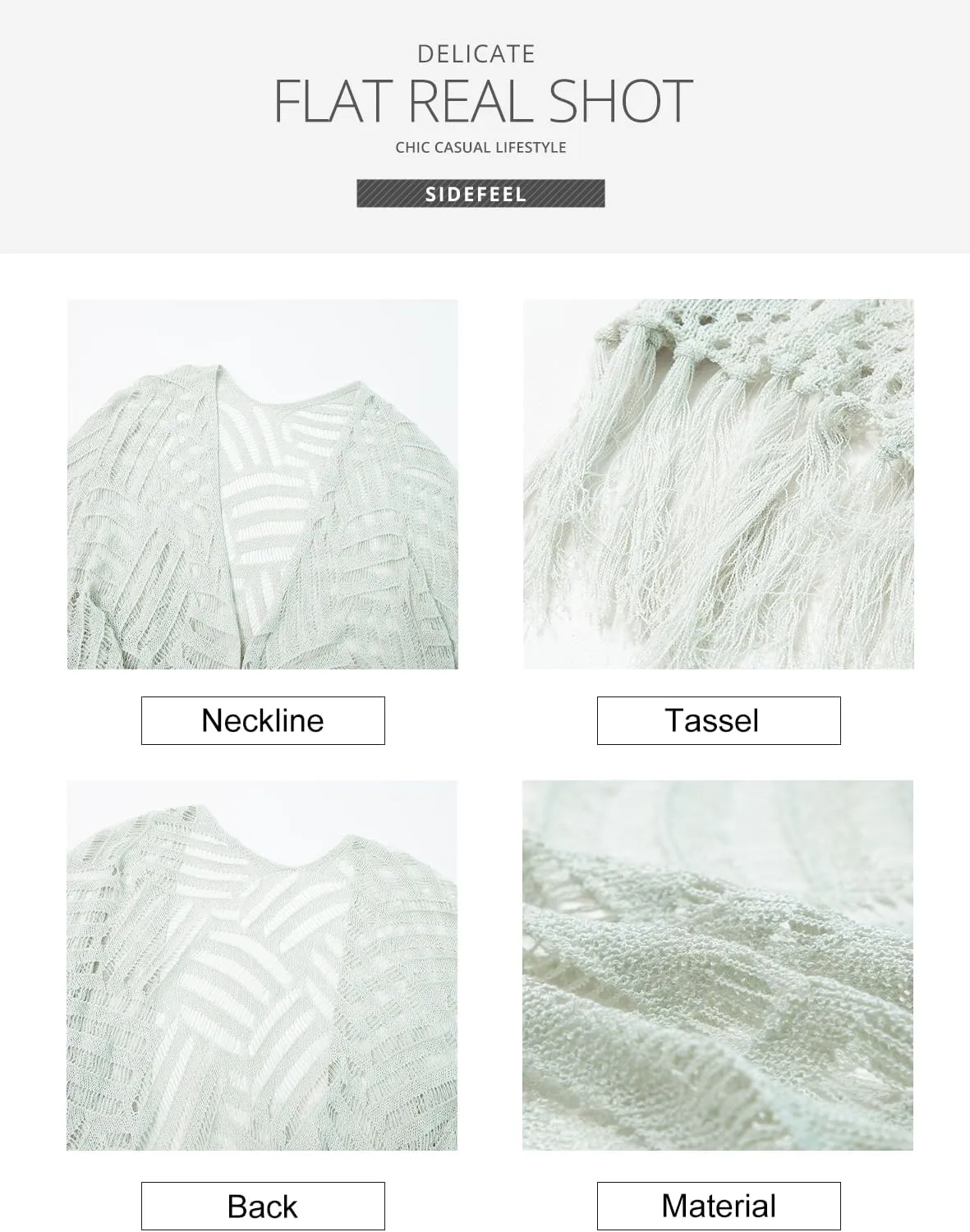 Sidefeel Women's 2025 Cropped Crochet Top Lightweight Summer Cardigan Beach Kimono Cover Ups