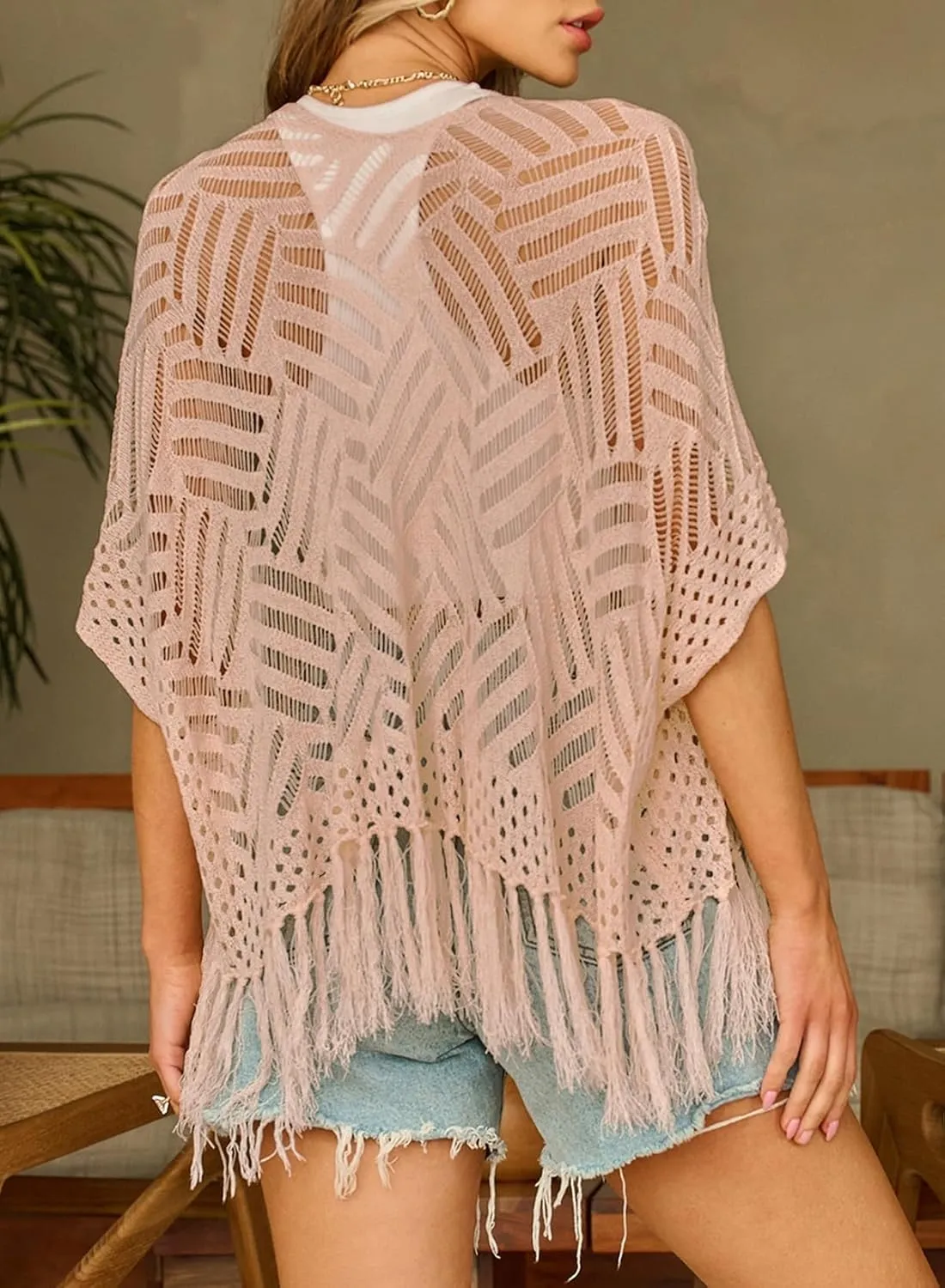 Sidefeel Women's 2025 Cropped Crochet Top Lightweight Summer Cardigan Beach Kimono Cover Ups