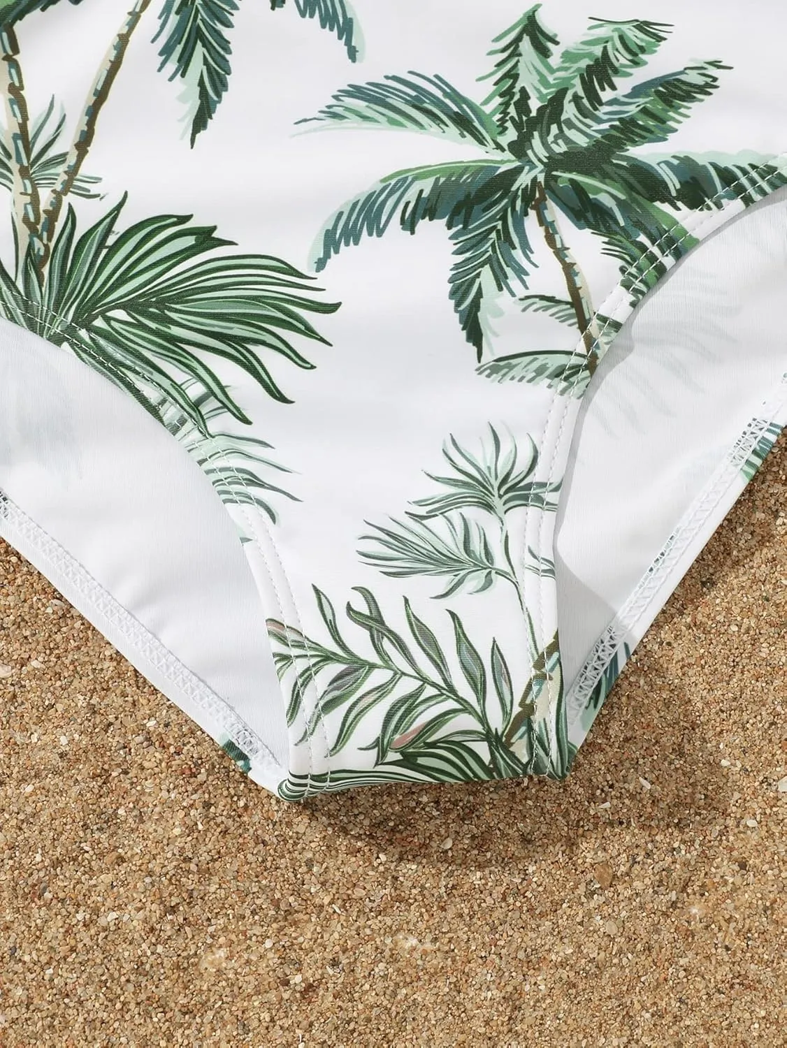 SOLY HUX Girl's 4 Piece Swimsuits Tropical Print Halter Bikini Set Bathing Suits with Kimono and Cover Up Pants