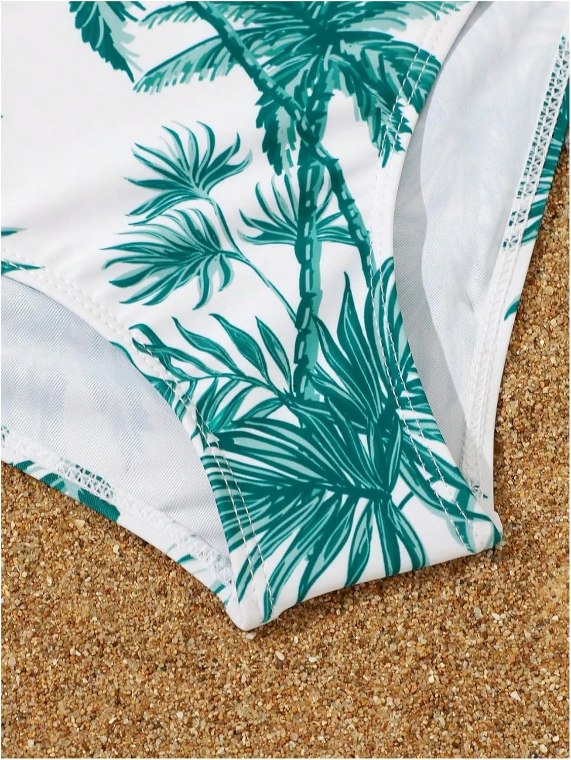 SOLY HUX Girl's 4 Piece Swimsuits Tropical Print Halter Bikini Set Bathing Suits with Kimono and Cover Up Pants