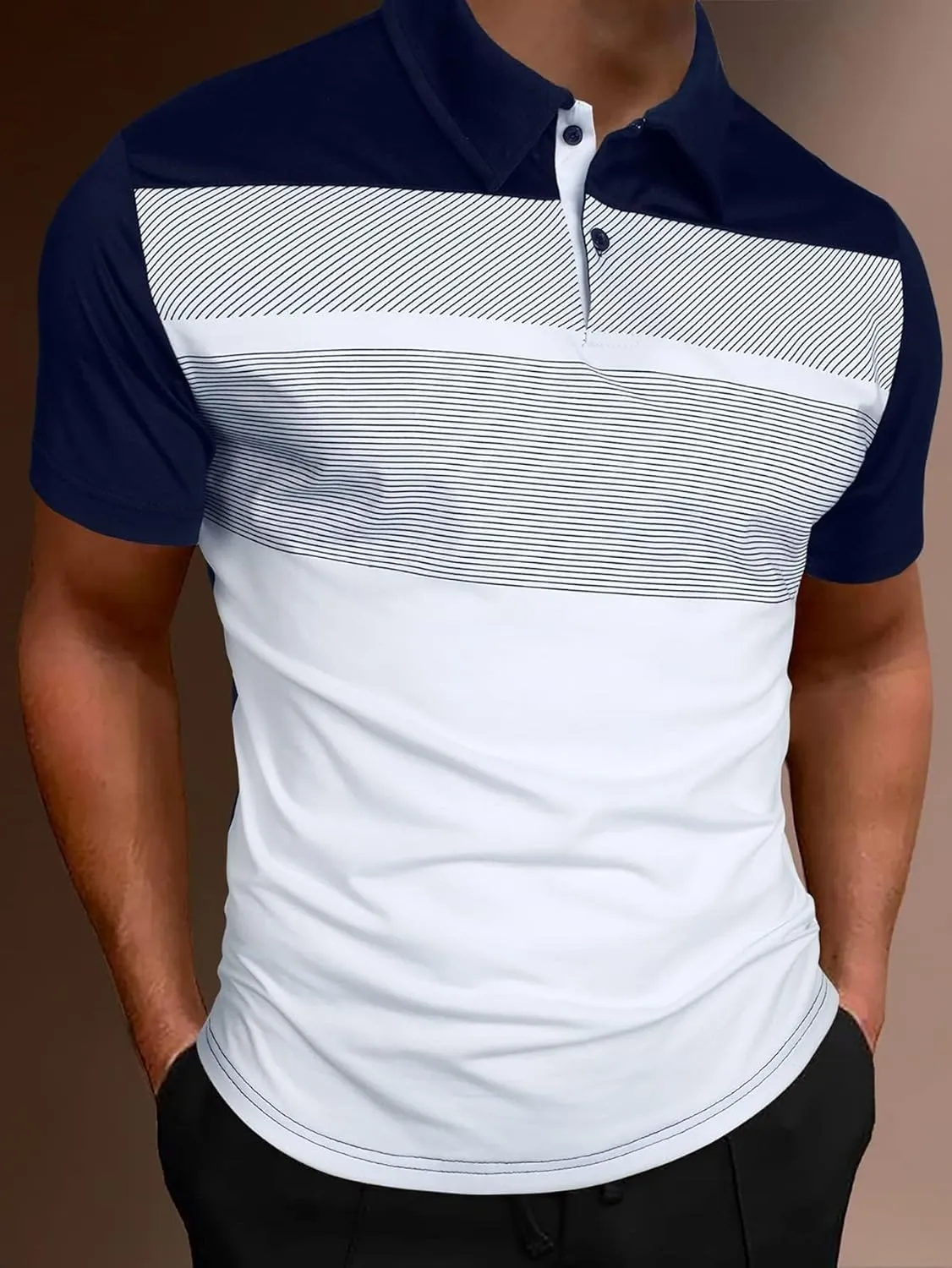 SOLY HUX Men's Golf Shirts Color Tennis Shirt Short Sleeve Casual Work T-Shirt
