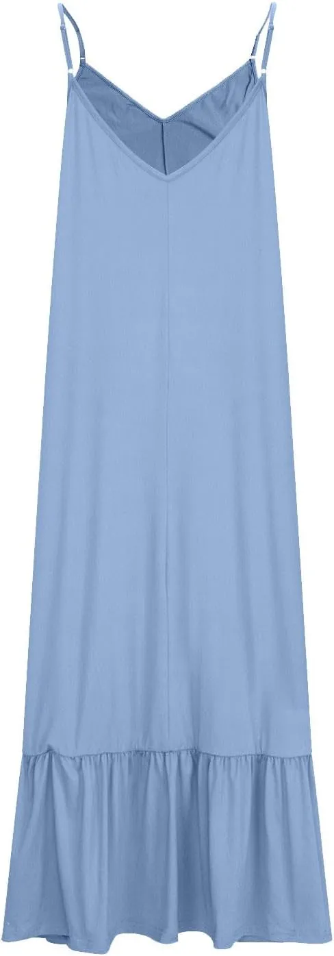 Summer Dresses for Women 2024 Trendy Halter, Sleeveless Casual V Neck Ruffle Dresses, Lightweight Floral Boho Dress