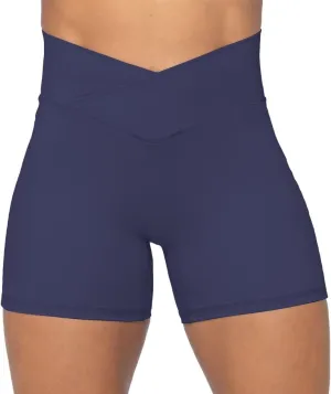 Sunzel Crossover Biker Shorts for Women, No Front Seam V High Waist Yoga Workout Gym Shorts with Tummy Control