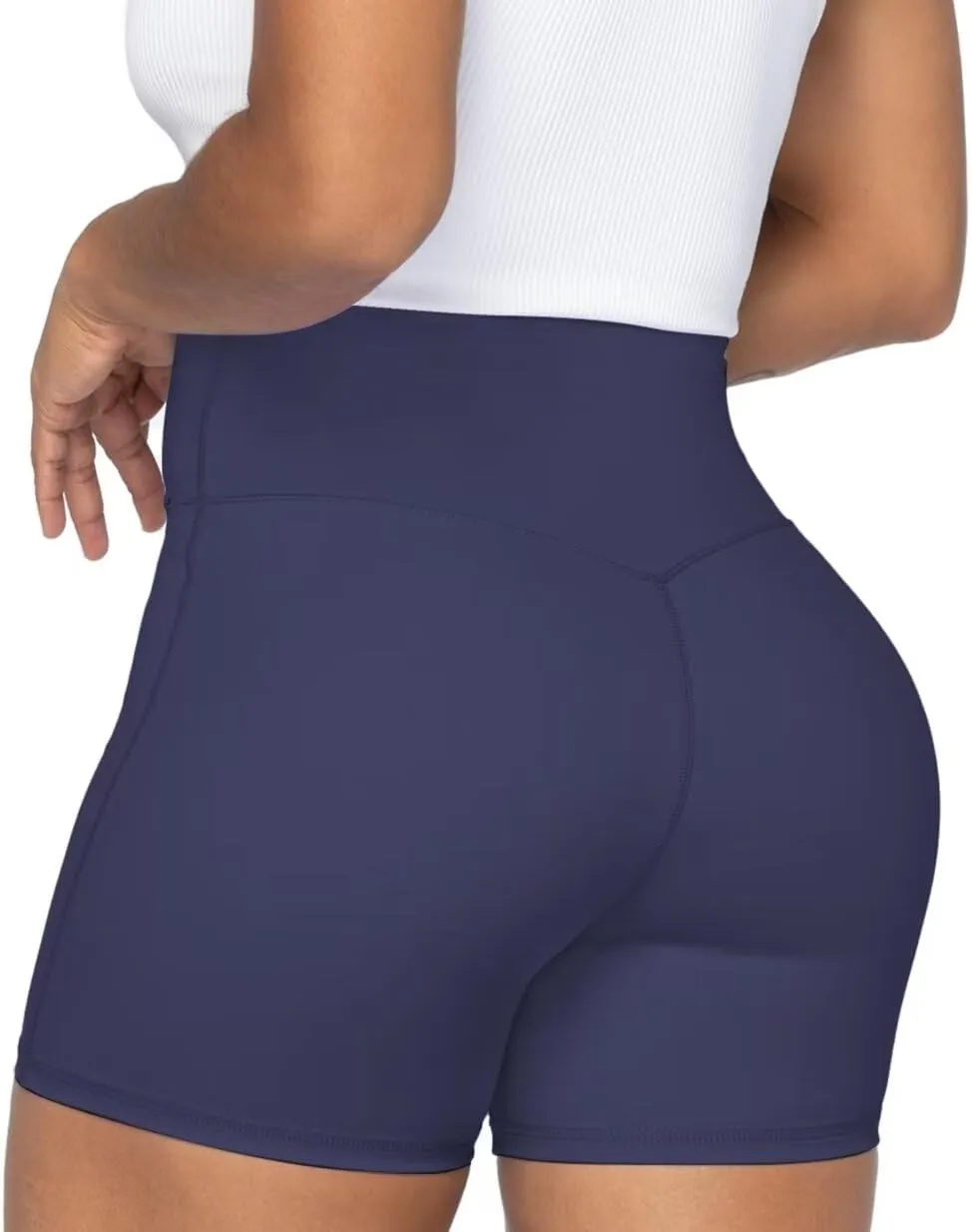 Sunzel Crossover Biker Shorts for Women, No Front Seam V High Waist Yoga Workout Gym Shorts with Tummy Control