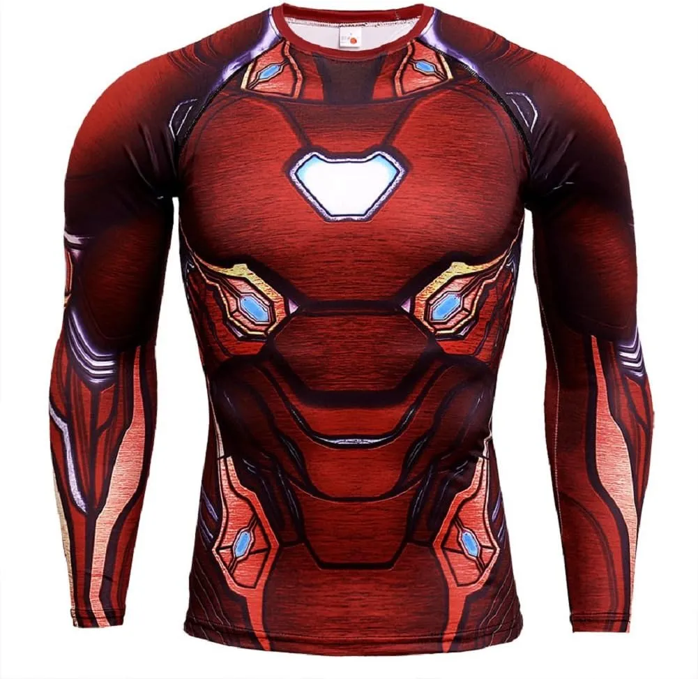 Super Hero Compression Sports Shirt Men's Long/Short Sleeve Fitness Tee Gym T-Shirt