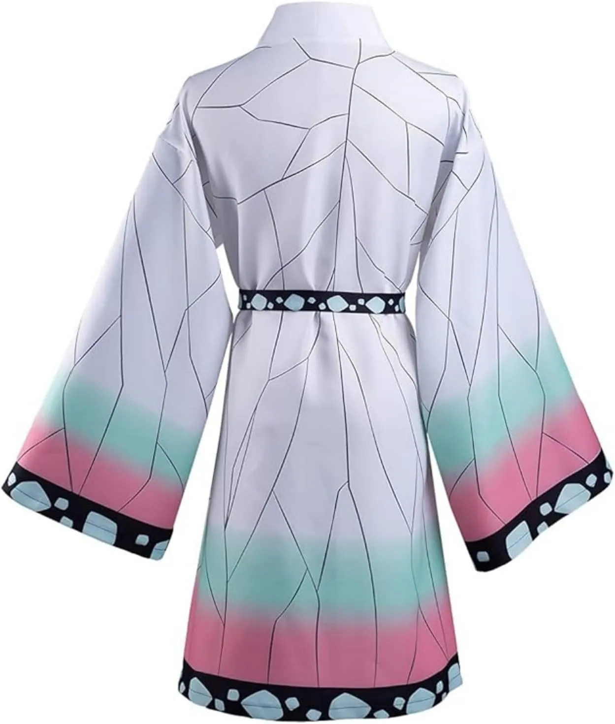 Tanjirou Robe Adult Green Plaid Cloak Kamado Tanjirou Cosplay Costume Color Block Kimono Cardigan Jacket Earrings Set