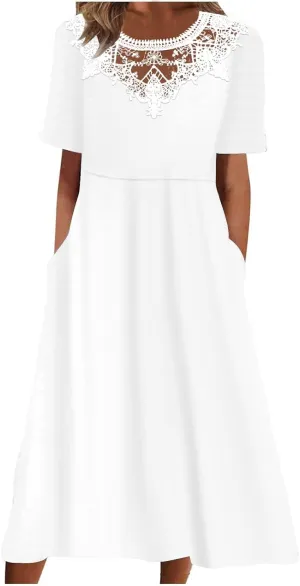 TARIENDY Summer Maxi Dresses for Women 2025 Casual Beach Vacation Dress Loose Comfy Short Sleeve Sundress with Pockets