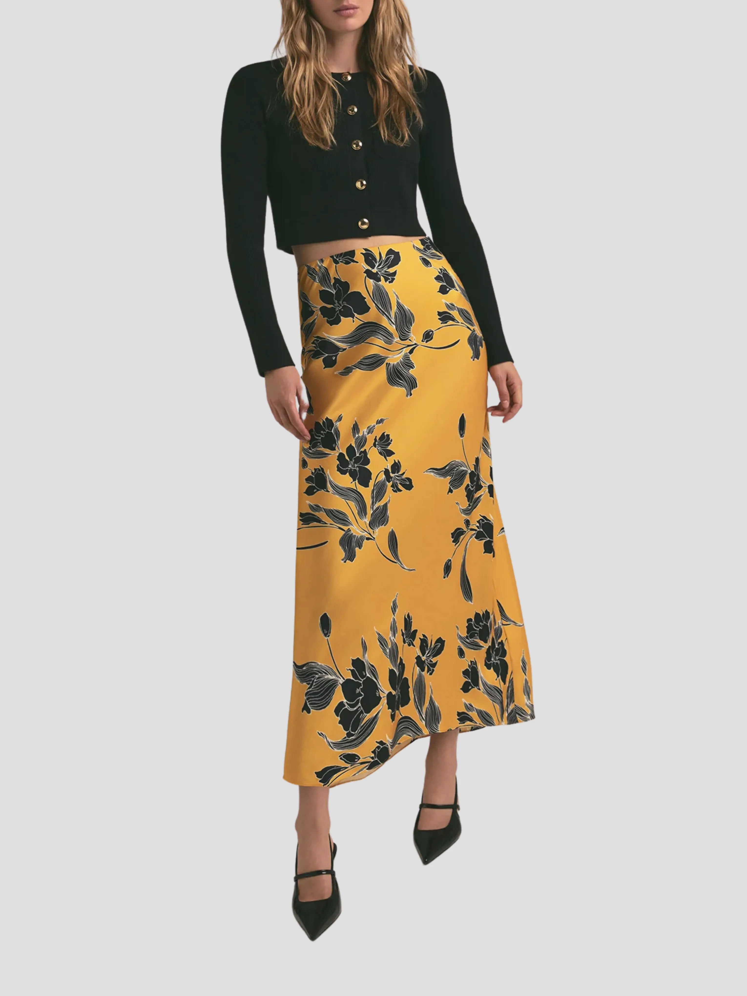 The Favorite Skirt in Yellow Floral