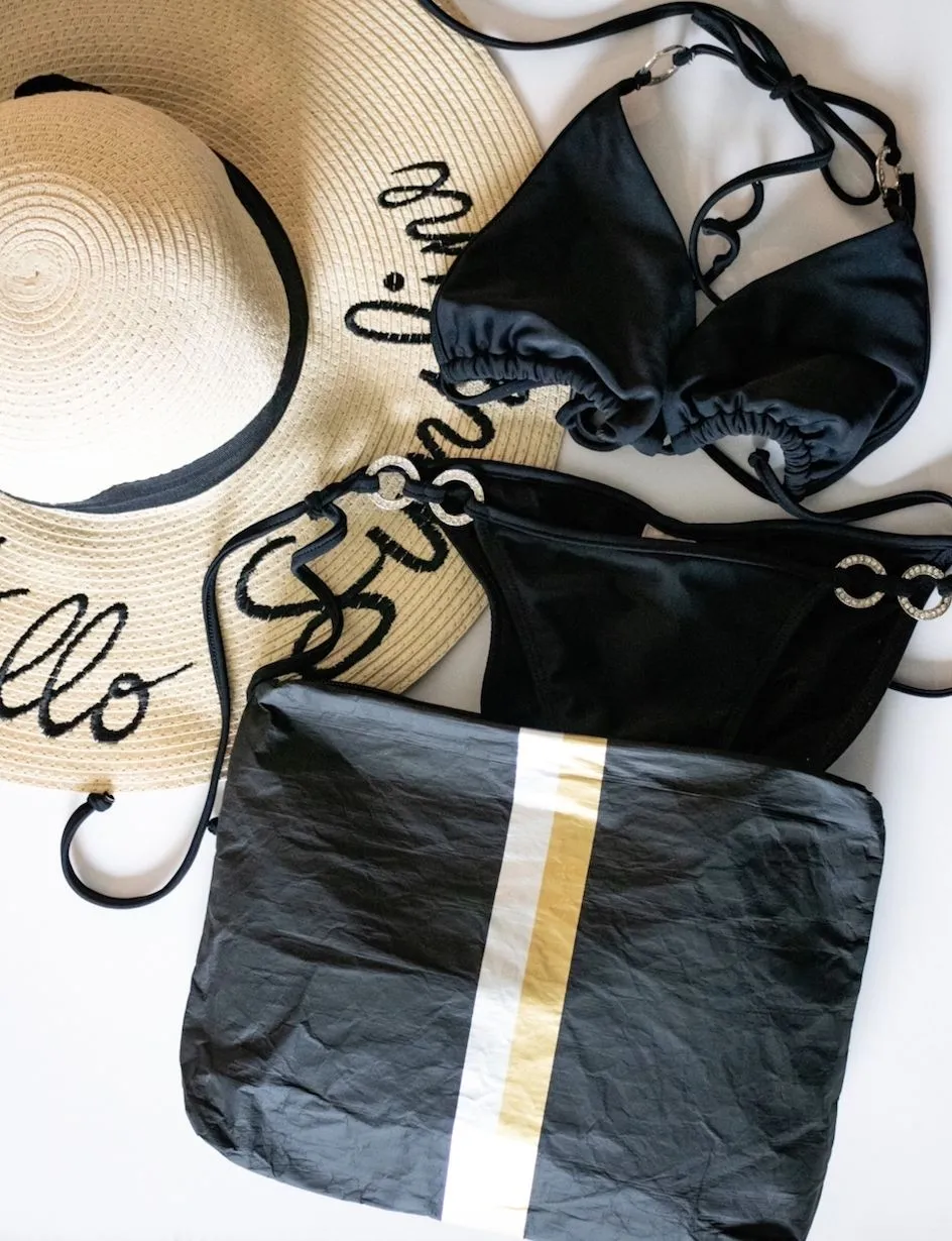 The Weekender Set in Black with Silver Star & Silver and Gold Stripes