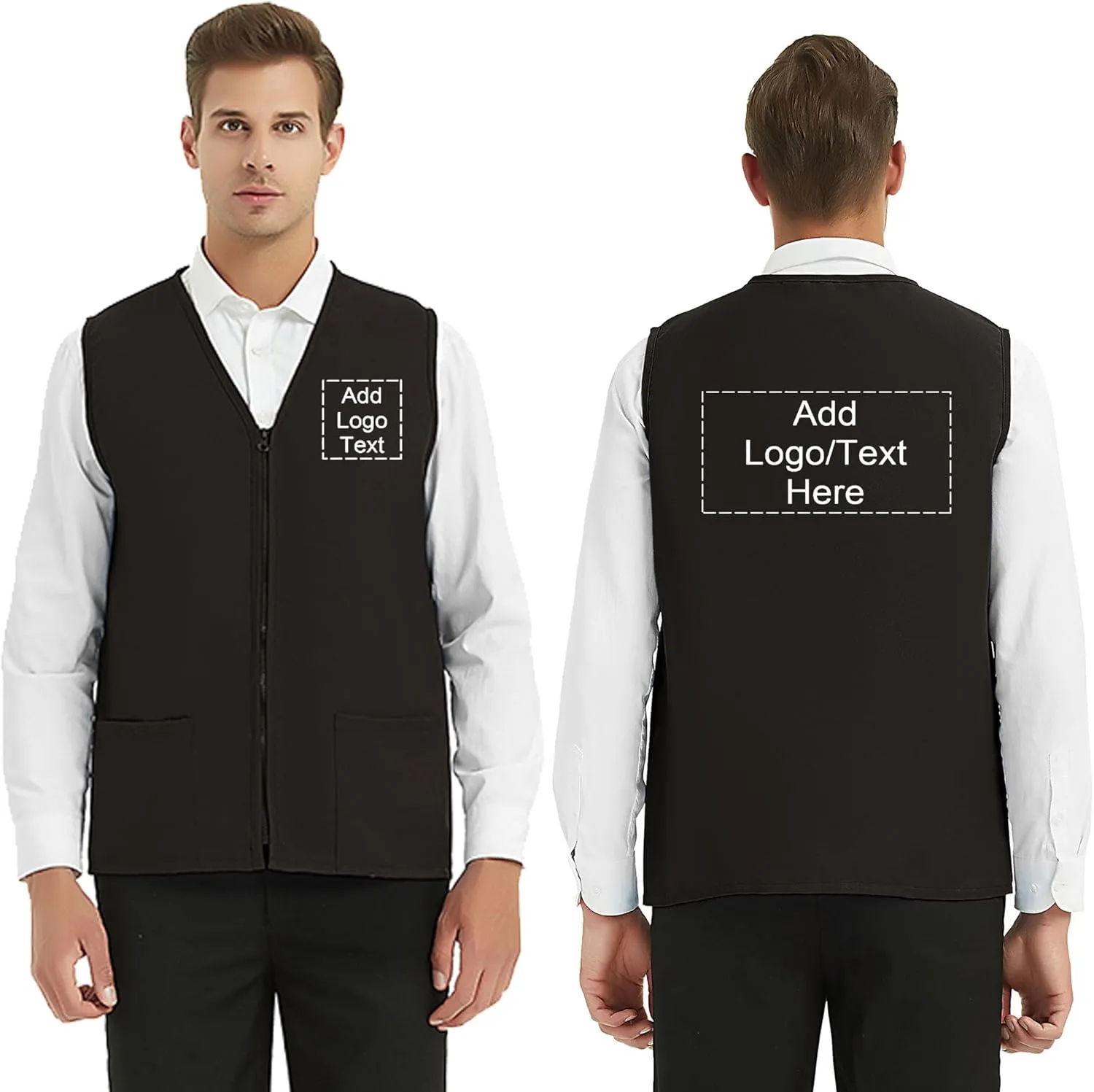 TopTie Custom Adult Volunteer Uniform Vest Polyester Zipper Supermarket Activity Vest