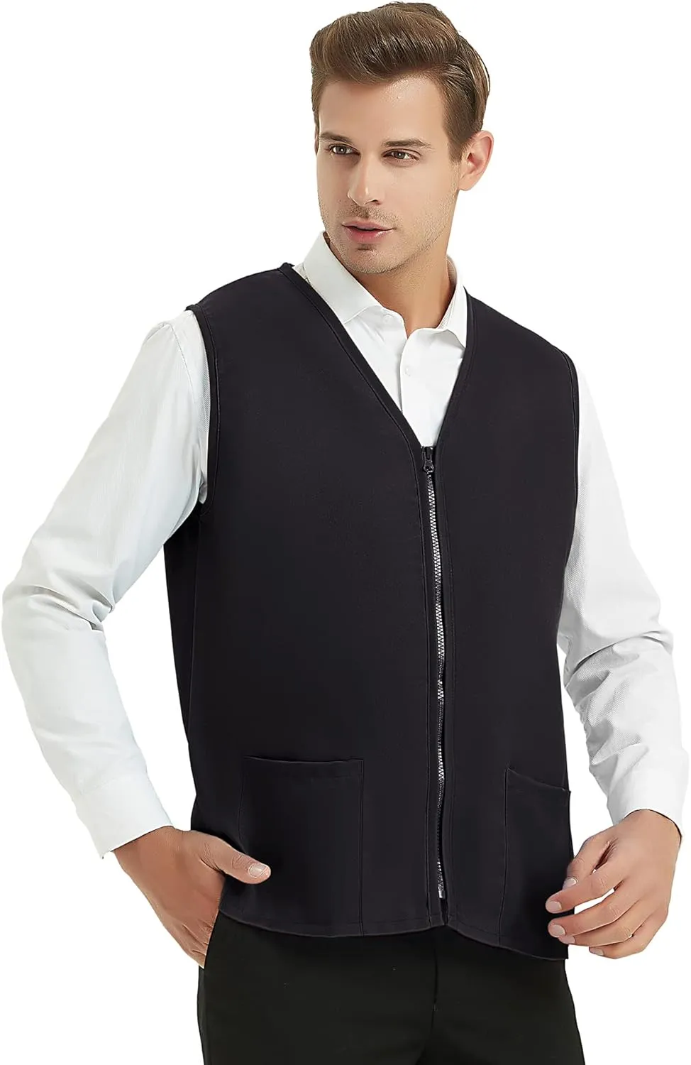 TopTie Custom Adult Volunteer Uniform Vest Polyester Zipper Supermarket Activity Vest