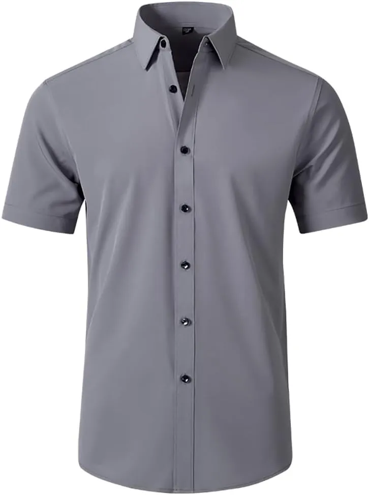TopTie Men's Short Sleeve Shirt, Wrinkle-Resistant Business Formal Dress Shirt