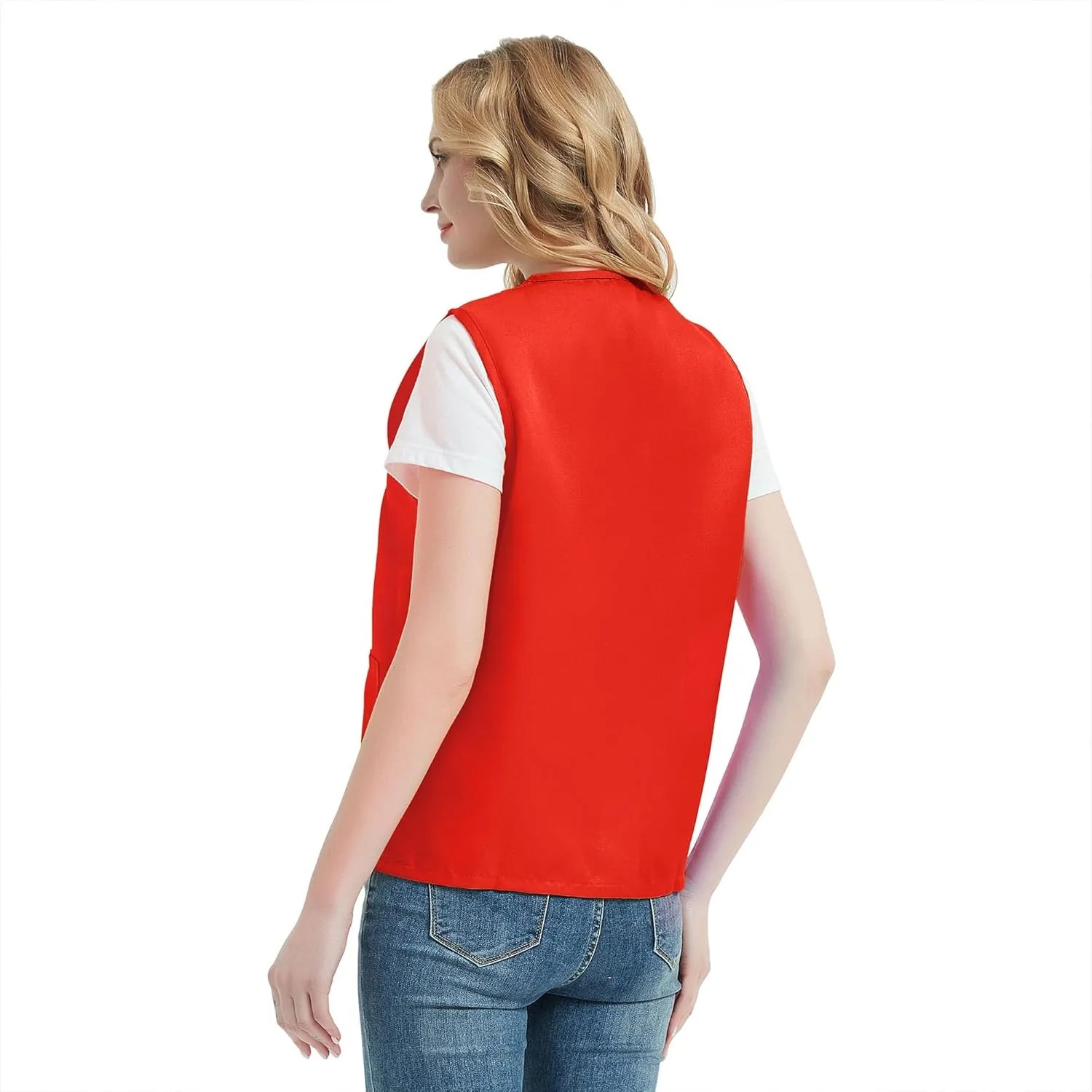 TopTie Unisex Work Vest Volunteer Activity Supermarket Uniform Button Up Vest
