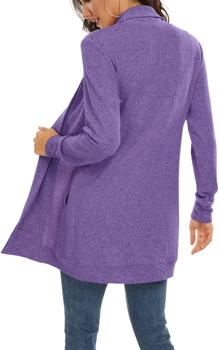 Tribear Women's Long Sleeve Open Front Loose Casual Lightweight Kimono Cardigan