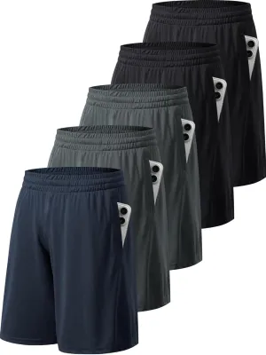 TVKSOM 7 Pack Mens Athletic Shorts with Pockets and Elastic Waistband Quick Dry Basketball Shorts Men for Running Casual
