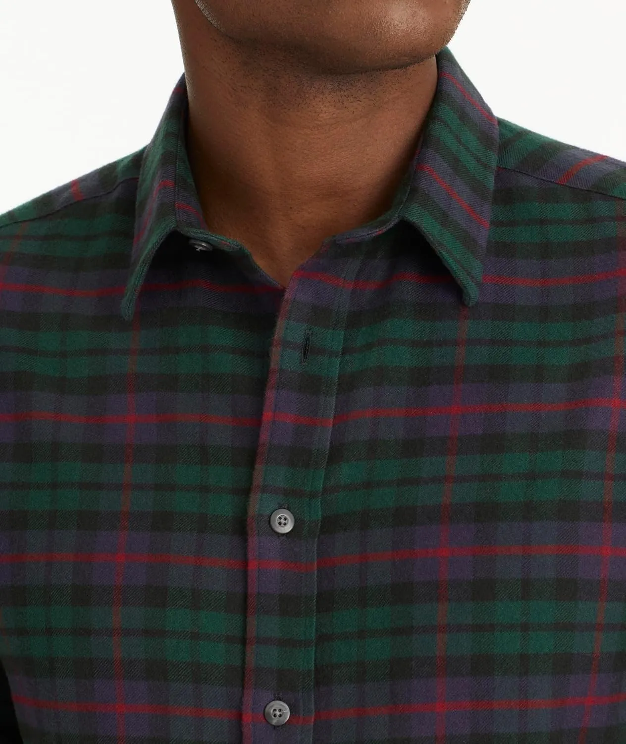 UNTUCKit Flannel Moncayo Shirt - Untucked Shirt for Men, Long Sleeve, Green Plaid, Slim Fit
